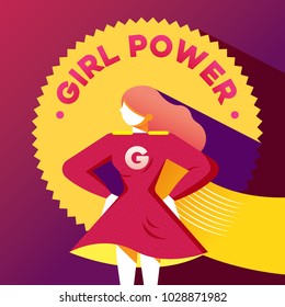 vector graphic illustration girl power, woman, strong, strength