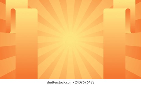 vector graphic illustration of a glowing orange background with ribbon