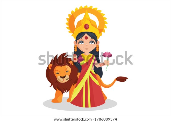 Vector Graphic Illustration Goddess Durga Lion Stock Vector (Royalty ...