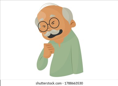 Vector graphic illustration. Grandfather is unwell. Individually on a white background.