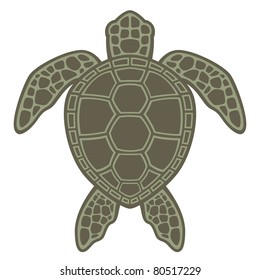 Vector graphic illustration of a Green Sea Turtle.