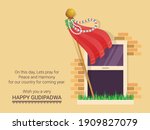 Vector Graphic Illustration Gudhi Padwa signifies the arrival of spring; Traditional Lunisolar Hindu calendars first day of the Chaitra Month is celebrated as a new year for Marathi and Hindu people.