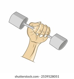 Design de ilustração de vetor de mãos levantando barbell