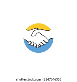 Vector Graphic Illustration Handshake Icon, Reconcile And Agree  Amoong Ukraina Vs Russian.