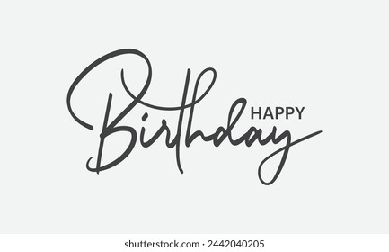 Vector graphic illustration: Handwritten modern brush lettering of Happy Birthday typography.