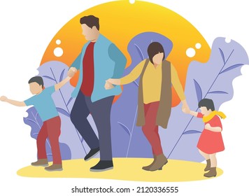 vector graphic illustration of a happy family. perfect for family themes, such as Christmas