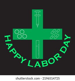 vector graphic illustration of happy labor day for health workers. may be used for content or products related to it.