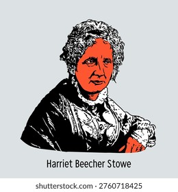 Vector graphic illustration of Harriet Beecher Stowe, the author of 