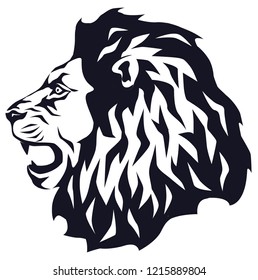 vector graphic illustration - the head of a stylized roaring lion