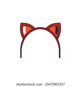 Vector graphic illustration of headband with textile cat ears in cartoon style. Headwear for party or carnival. The icon is perfect for web design, decorative elements, print, stickers, or social medi