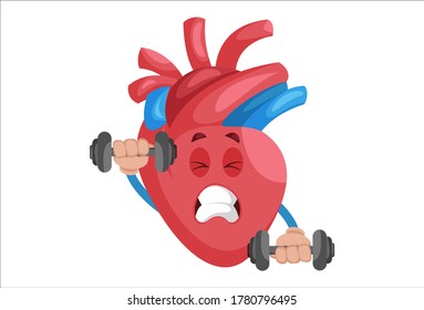 Ilustración gráfica vectorial. El personaje del corazón está sosteniendo el timbre en la mano. Individualmente sobre un fondo blanco.