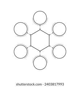 Ilustración gráfica vectorial del gráfico de barras hexagonal con detalles de círculo. diseño de estilo de esquema. adecuado para presentaciones, puntos de potencia, aprendizaje y otras plantillas vectoriales de diseño.