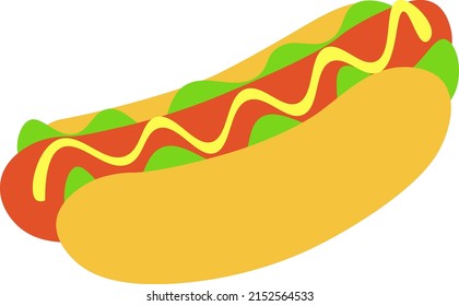 Vector graphic illustration of hot dog