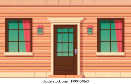 Vector graphic illustration of house architectural elements, front door background. part 2.
