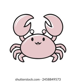 vector graphic illustration with the image of a pink baby crab with two large claws suitable for children's books and children's products