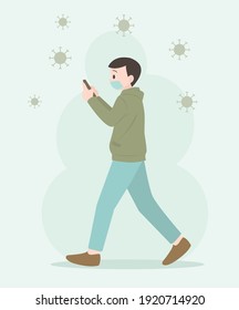 vector graphic illustration of the importance of sticking to health protocols when leaving the house, to stop the spread of the covid-19 virus