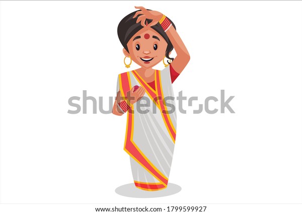 Vector Graphic Illustration Indian Bengali Woman Stock Vector (Royalty ...