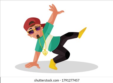 Vector graphic illustration. Indian boy is dancing. Individually on a white background.