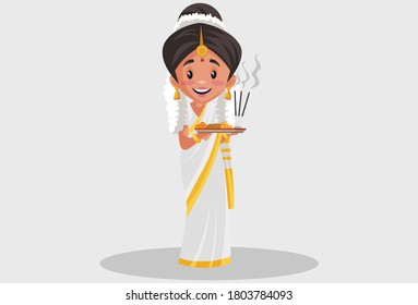 Vector Graphic Illustration Indian Malayali Woman Stock Vector (Royalty ...