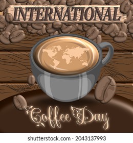 Vector Graphic Illustration of International Coffee Day on First October