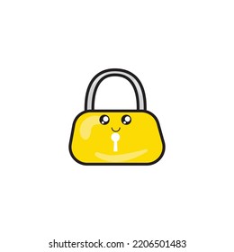 vector graphic illustration of a kawaii padlock.