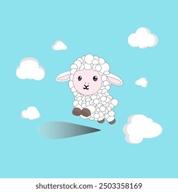 Vector graphic illustration of a lamb in kawaii style. This vector is perfect for children's drawings, templates, banners, wallpapers, t-shirt designs, decoration and business etc.
