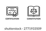Vector graphic illustration of Law certification and constitution icons Vector