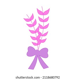 vector graphic illustration of leaves tied with ribbon