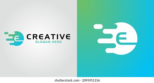 vector graphic illustration of the letter E with a quick circle