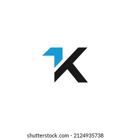 Vector graphic illustration of letter KT and up arrow