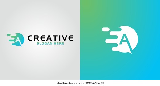 ilustración gráfica vectorial de la letra A con un círculo rápido