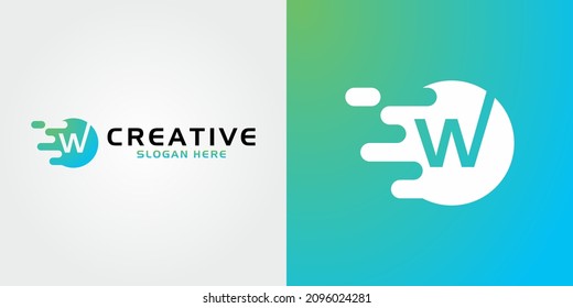 vector graphic illustration of the letter W with a quick circle
