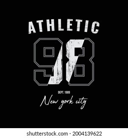 Vector graphic illustration of letters, New york athletic number ninety-eight, perfect for designing t-shirts, hoodies, etc.