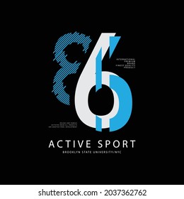 Vector graphic illustration of letters, number eighty-six, perfect for designing t-shirts, hoodies, etc.