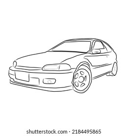 Vector graphic illustration a line atrs car With a classic model but still looks sporty 