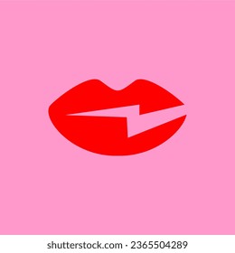 Vector graphic of an illustration of lips combined with lightning. This vector is perfect for company logos, beauty, boutiques and branding etc.