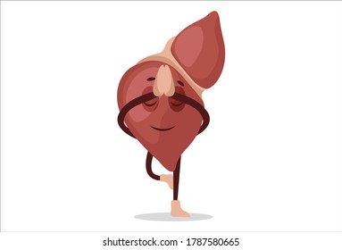 Vector graphic illustration. Liver is doing exercise. Individually on white background.	