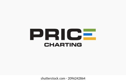 diseño de logotipo de ilustración gráfica vectorial para marca de palabra, gráfico de precios con letra E como elemento gráfico