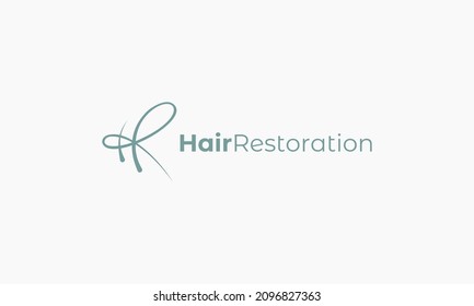 vector graphic illustration logo design for brand hair restoration with monogram initial letter HR in hair style shape