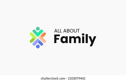 vector graphic illustration logo design for all about family in creative and modern style with multiple colour