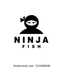 Vector graphic illustration logo design for combination ninja and fish