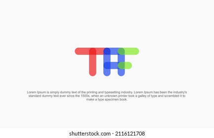 vector graphic illustration logo design for monogram initial letter TAF with color red blue green