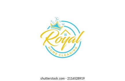 diseño de logotipo de ilustración gráfica vectorial para limpieza casera real con emblema, placa, estilo de sello