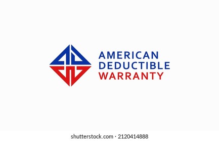 vector graphic illustration logo design for monogram letter AW ADW american deductible warranty