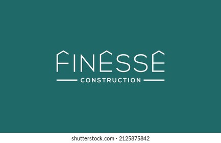 vector graphic illustration logo design for typography finesse, with letter F and E as house roof