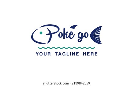 vector graphic illustration logo design for Poke go, combination typography and monogram letter P as fish head