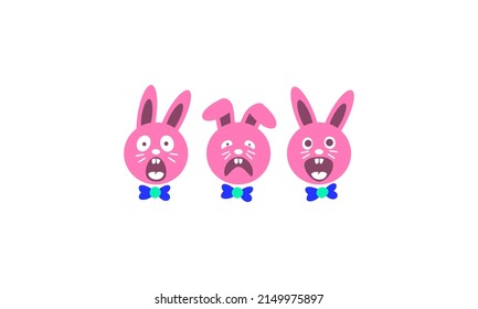 vector graphic illustration logo design for emoticon mascot character pink rabbit 