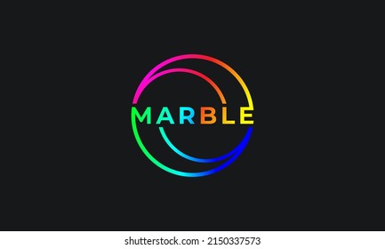 vector graphic illustration logo design for colorful marble logogram, combination typography and pictogram