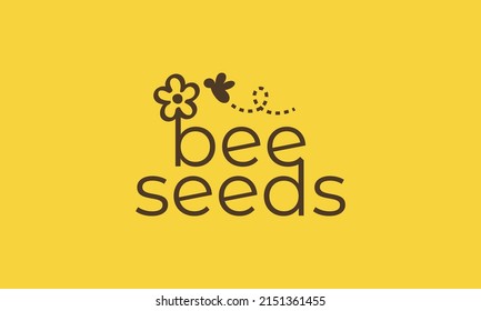 vector graphic illustration logo design for typography logotype combination bee and flower