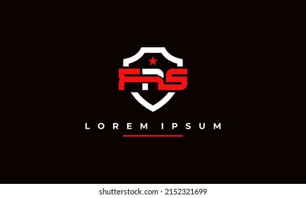 diseño de logotipo de ilustración gráfica vectorial para letra inicial monograma F R S, con estilo de emblema de escudo